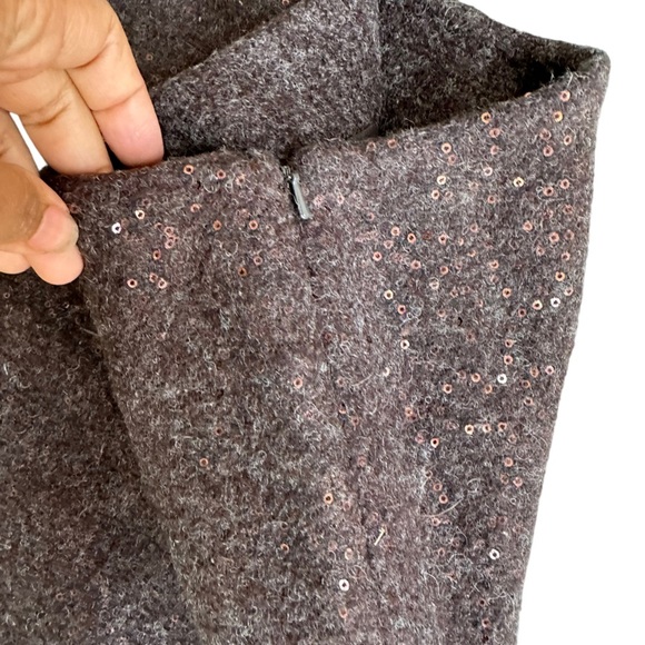 J. Jill‎ Womens Brown Wool Blend Sequin Mini Skirt Size 14 - Picture 4 of 8